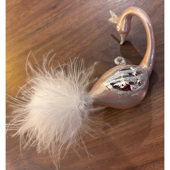 Pink Swan Hand Blown Glass Christmas Ornament - Picture 10 of 13